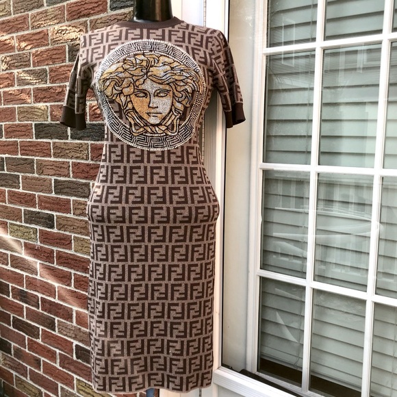 Designer Logo Versace Fendi Dress - Picture 1 of 15